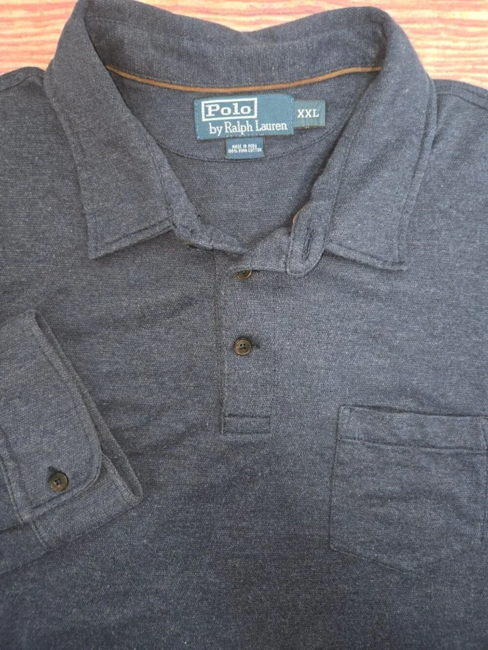Polo Ralph Lauren Long Sleeve Pima Cotton Navy Polo XXL